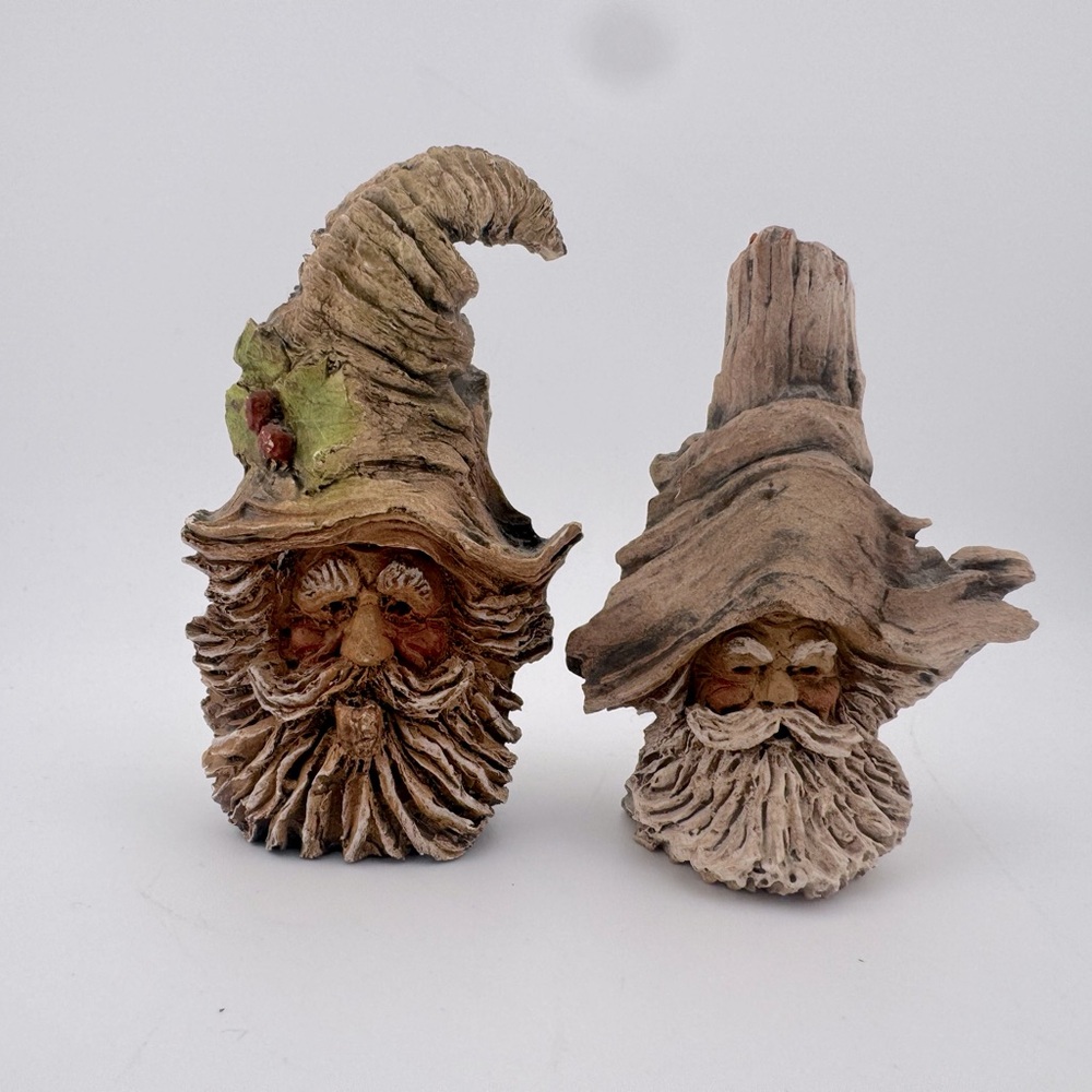 Steven Herrero Knot‎ Knoggins Rustic Wood Carved Sculptures Set of 2